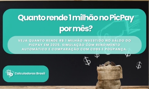 Quanto rende 1 milhão no PicPay por mês?